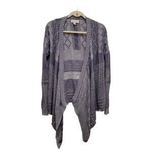 Knox‎ Rose Open Knit Waterfall Open Cardigan Blue XS Long Sleeve Casual Cotton